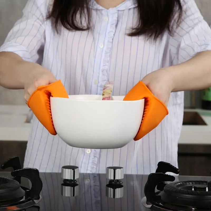 2 шт Силиконовые противоскользящие перчатки для духовки термостойкие кухонные