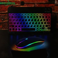 10inch rainbow backlit keyboard for ipad phone tablet bluetooth keyboard for ios android windows wireless keyboard and mouse set