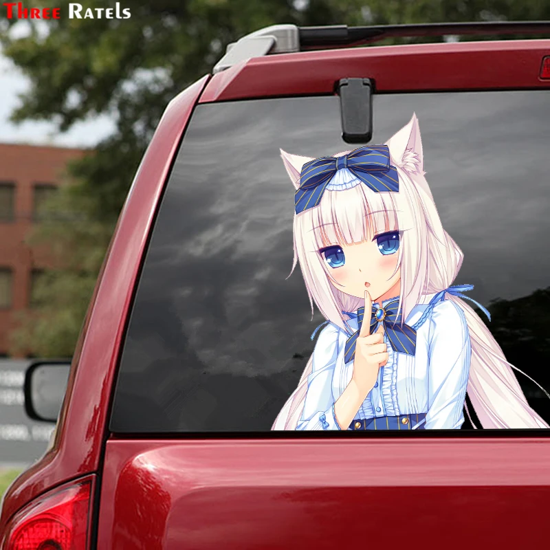 Наклейка для кузова автомобиля Three Ratels FC606 с изображением милой кошки девушки