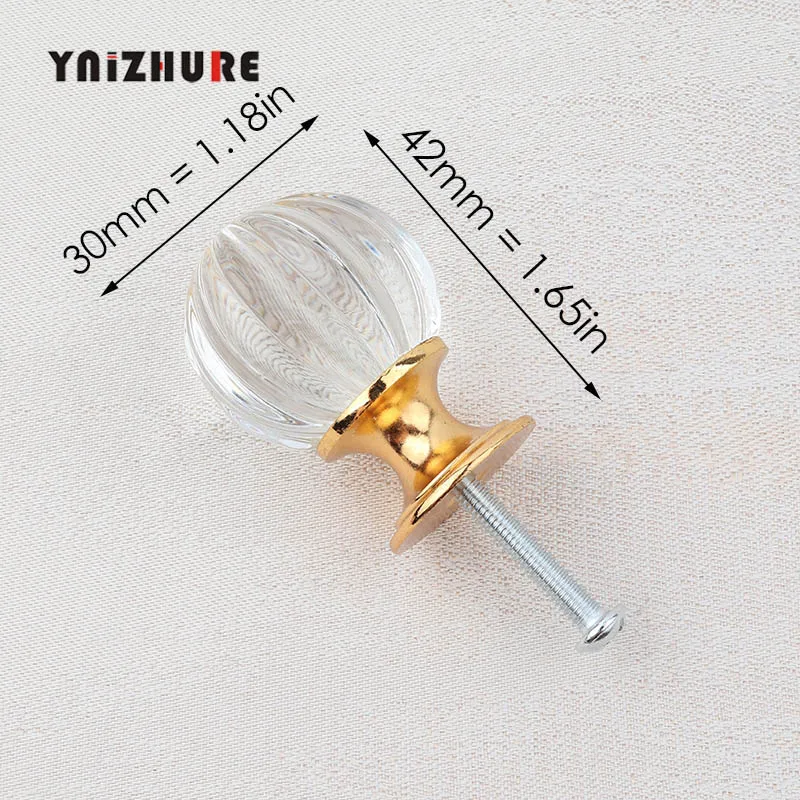 30mm Pumpkin Gold YNIZHURE Алмазная форма Хрустальные стеклянные ручки для шкафа ручки для выдвижных ящиков кухонный шкаф ручки оборудование для обработки мебели - Цвет: 30mm Pumpkin Gold