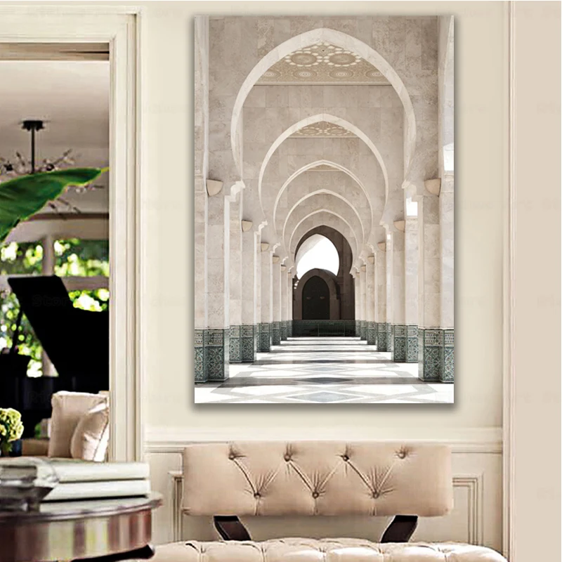 

Church Corridor Scenery Nordic Style Canvas Painting Poster and Print Wall Picture Wall Art Decor Living Room Home Decoration