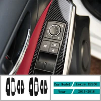 carbon fiber car accessories interior window lift panel carbon fiber protective cover trim stickers for lexus is250 2013 2017