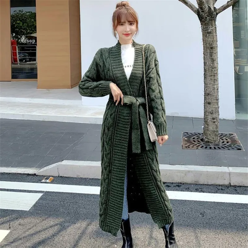 Женский Длинный трикотажный свитер K24 свободный большого размера в стиле