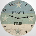 Часы на пляж-бесшумные часы-декоративные безрамочные часы 9,8 дюйма на батарейках-современные креативные круглые часы