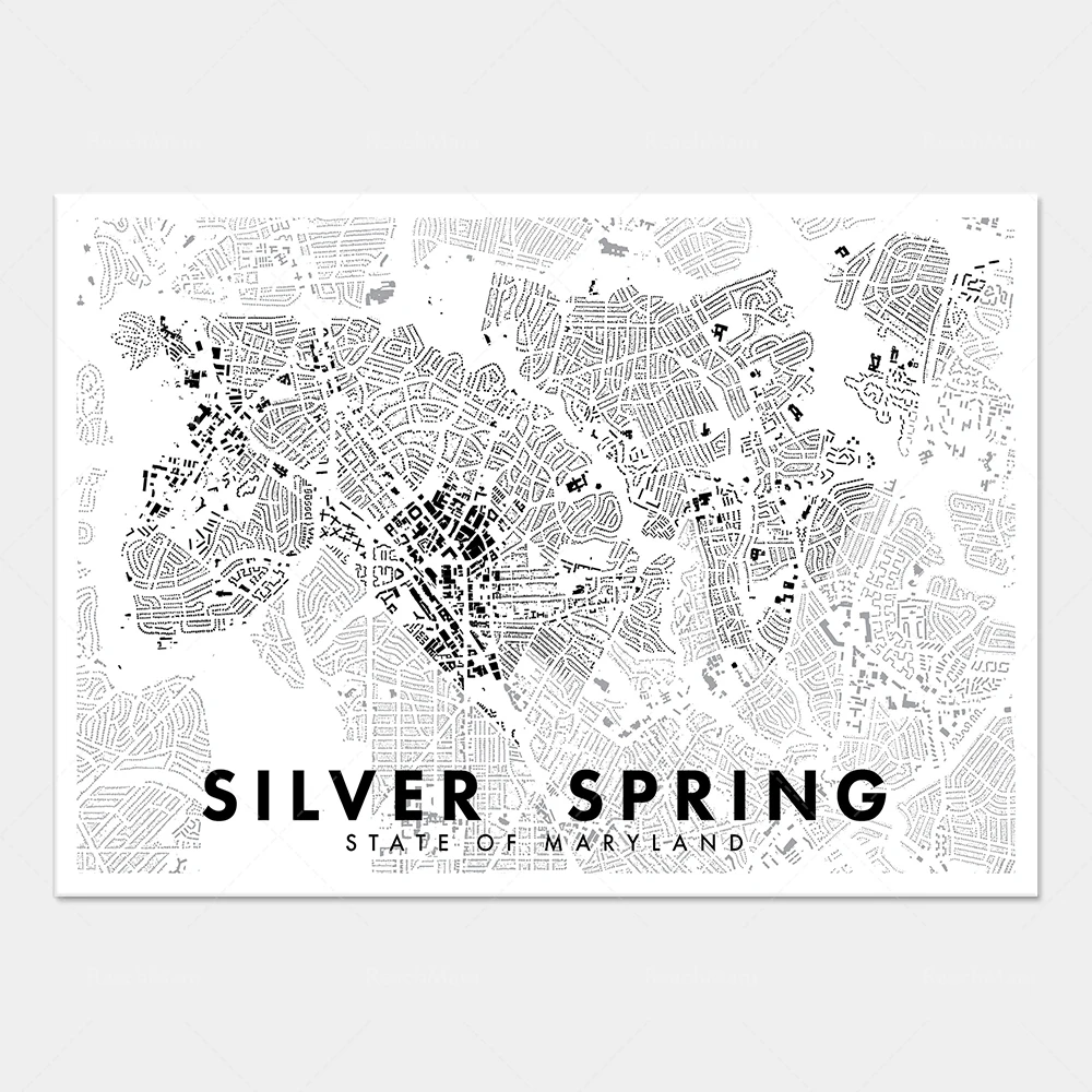 Карта района Джорджтауна серебряные весенние фигурки постер с пейзажем шиплей