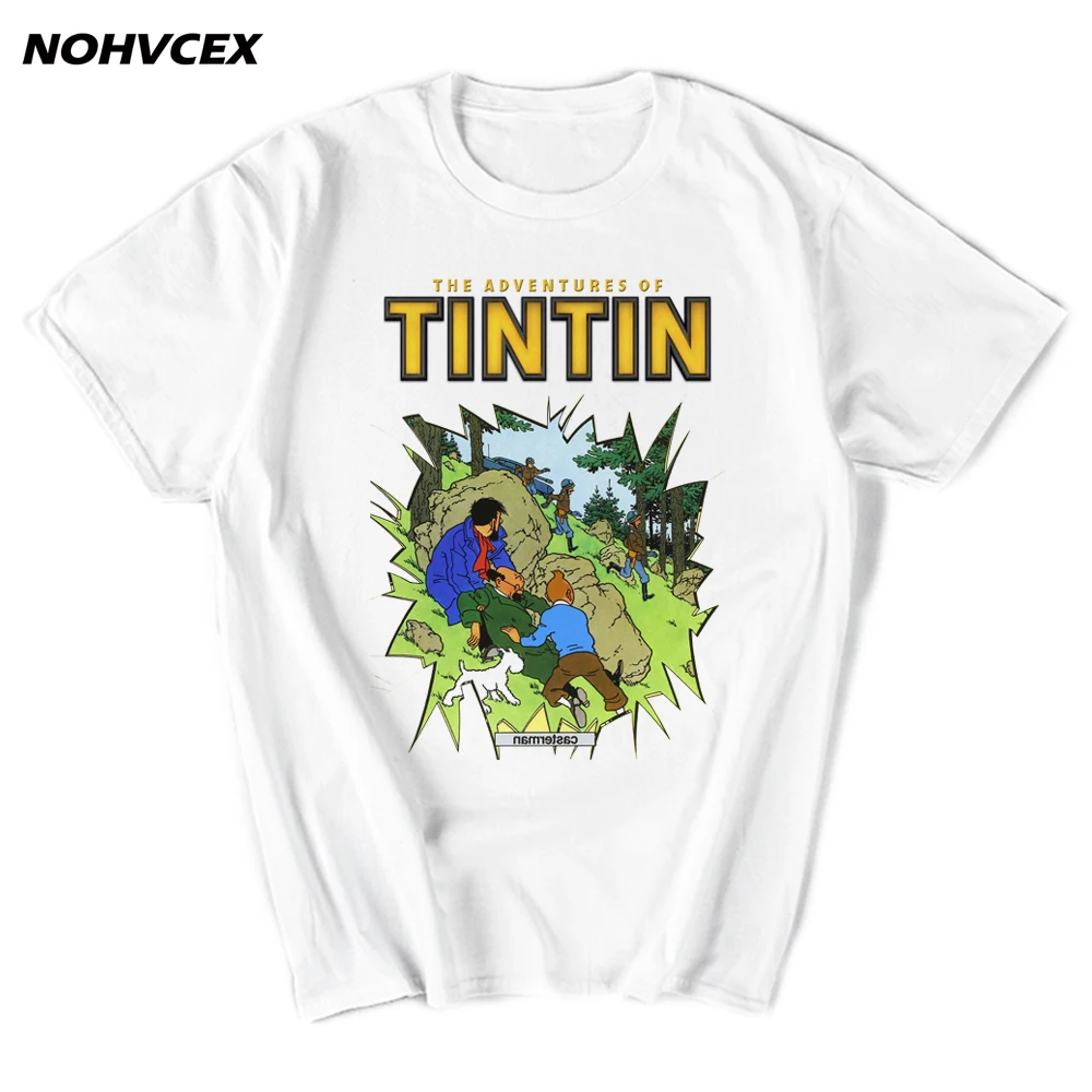 

Men's Tintin T-Shirt The Adventures Of Tintin Cotton Short Sleeve Tees