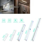 9- 50 см USB Перезаряжаемый светодиодный светильник с датчиком движения, беспроводной ночник для кухни, лестницы, шкафа, спальни, лампа