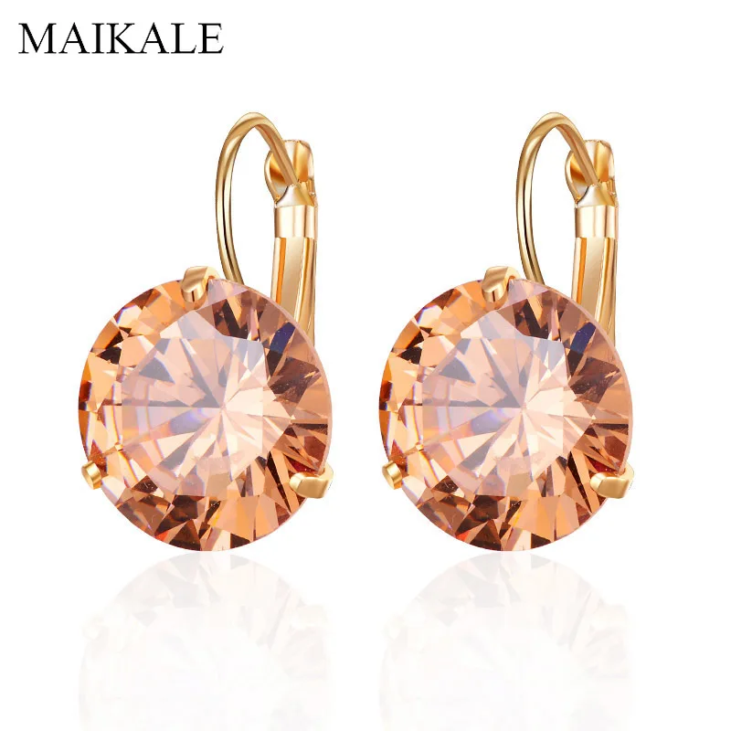 Женские серьги с цирконием MAIKALE простые многоцветные круглые из кубической