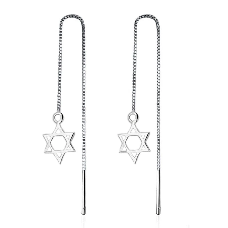 

Fashion Six-pointed Star Long Ear Line Drop Earrings For Women Eardrop Design Earrings Wedding Jewelry Party Gift
