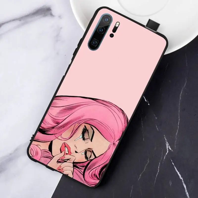 

Crying Comic Girl Painting Pop Art Phone Case For Huawei honor Mate P 10 20 30 40 Pro 10i 9 10 20 8 x Lite