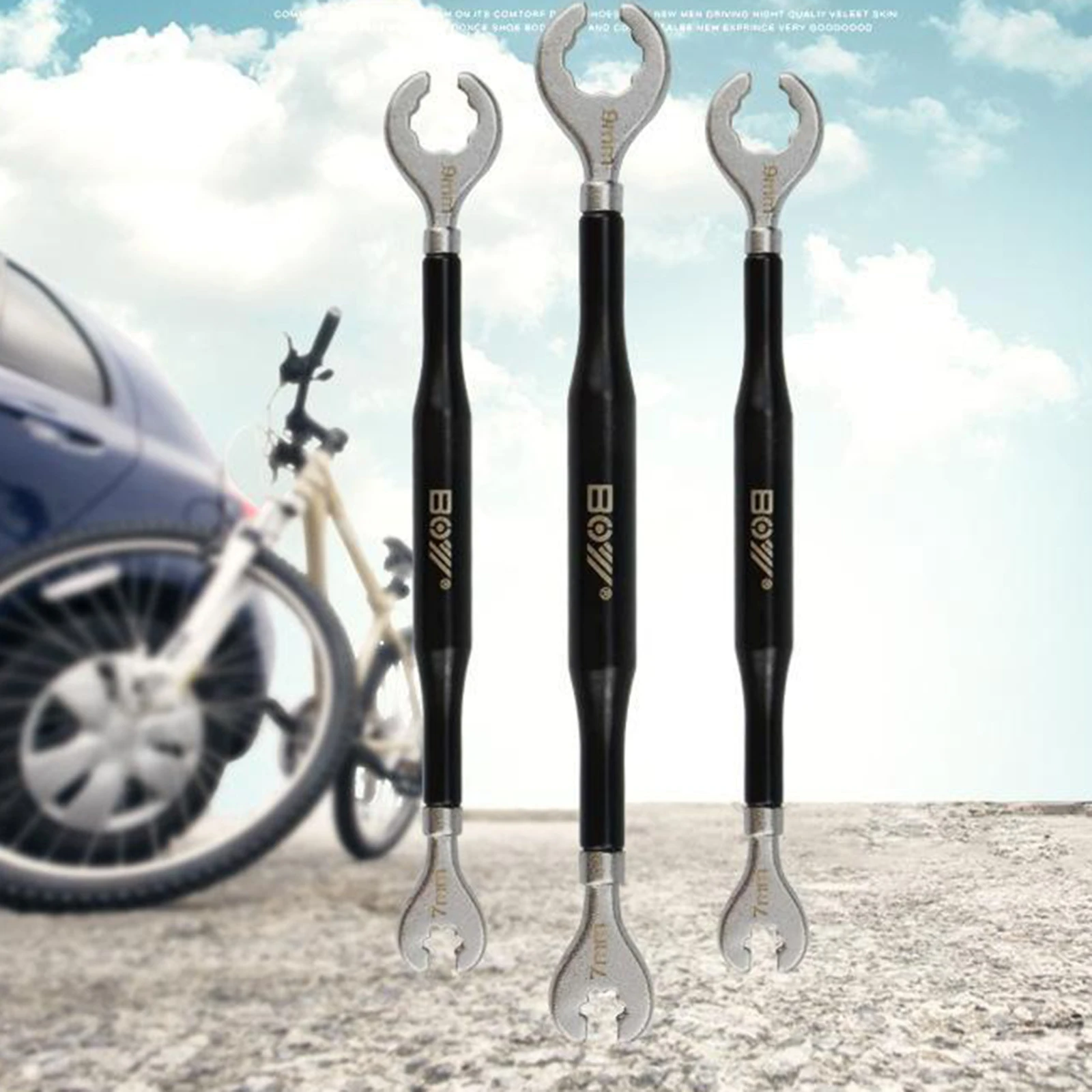 

Portable Bicycle Bike Wheel Spokes Steel Wrench Spanner Repair Tools Accessories