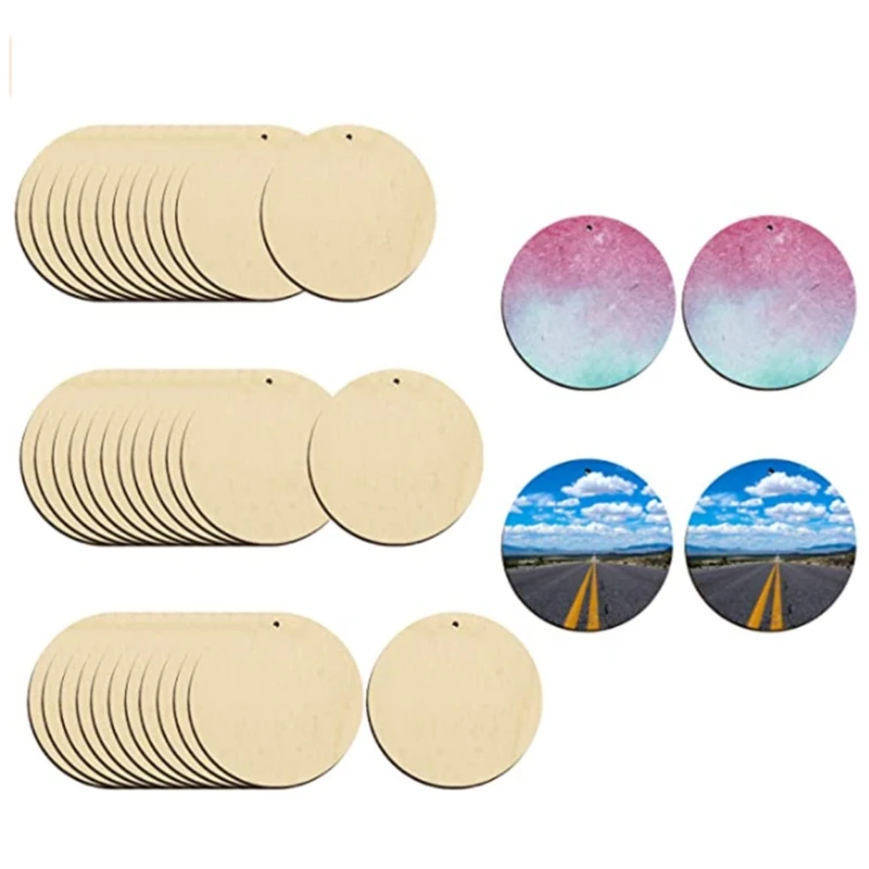 

Деревянные необработанные круглые круги с отверстиями, деревянные круглые диски для рукоделия, подставки, украшения для дома