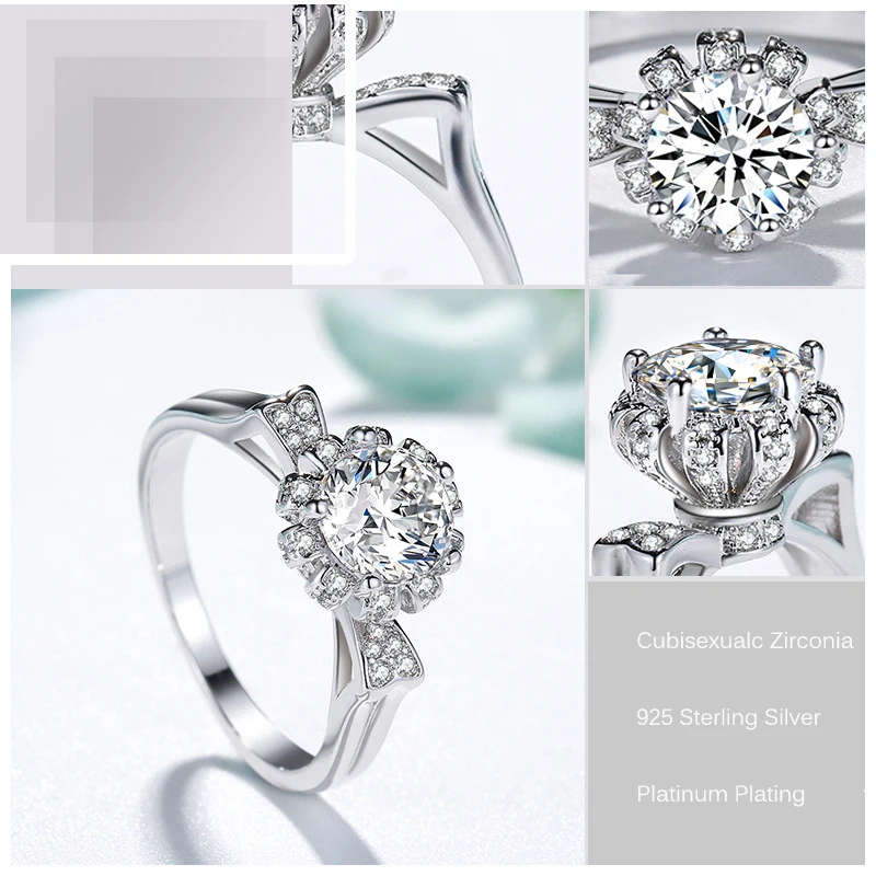 Классическое 1.2ct созданное муассанит обручальное кольцо с короной для женщин ювелирные изделия из стерлингового серебра 925 пробы Брендовое свадебное кольцо