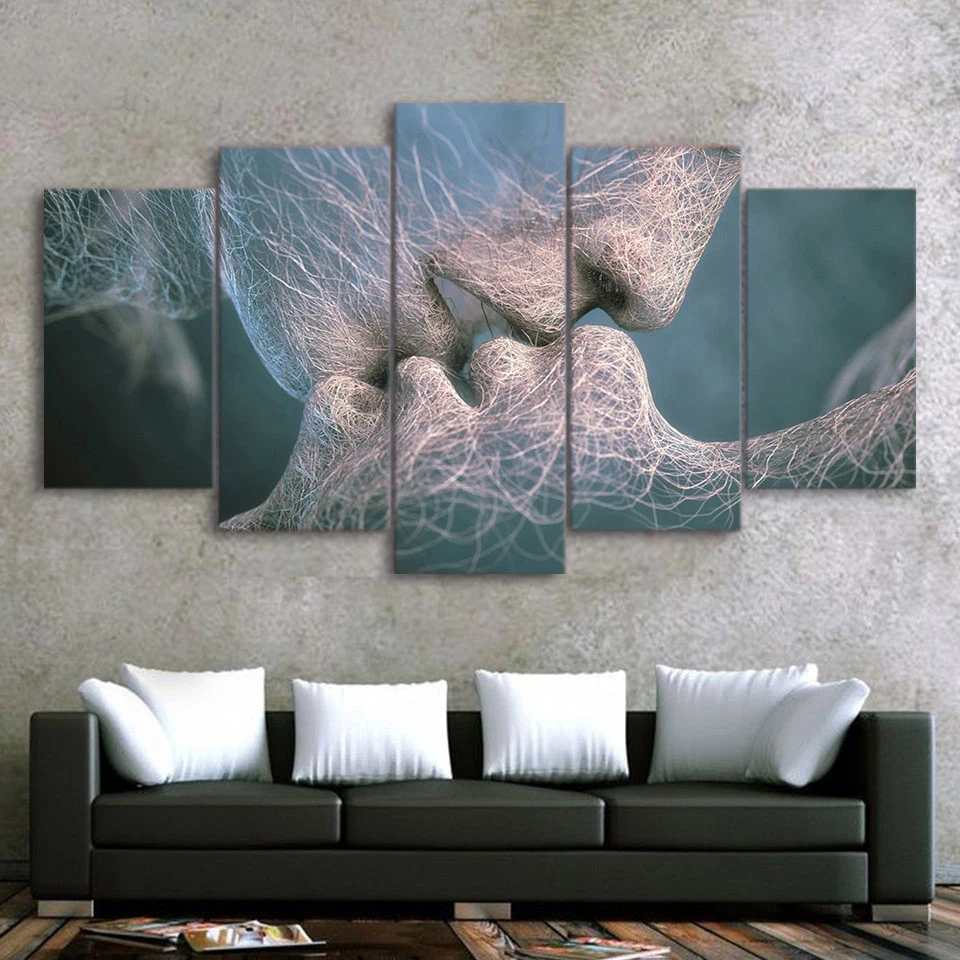 

Love Kissing Picture for Bedroom Wall Decor Nordic Retro Vintage Abstract One Piece Poster Print Anime Canvas Painting Wall Art