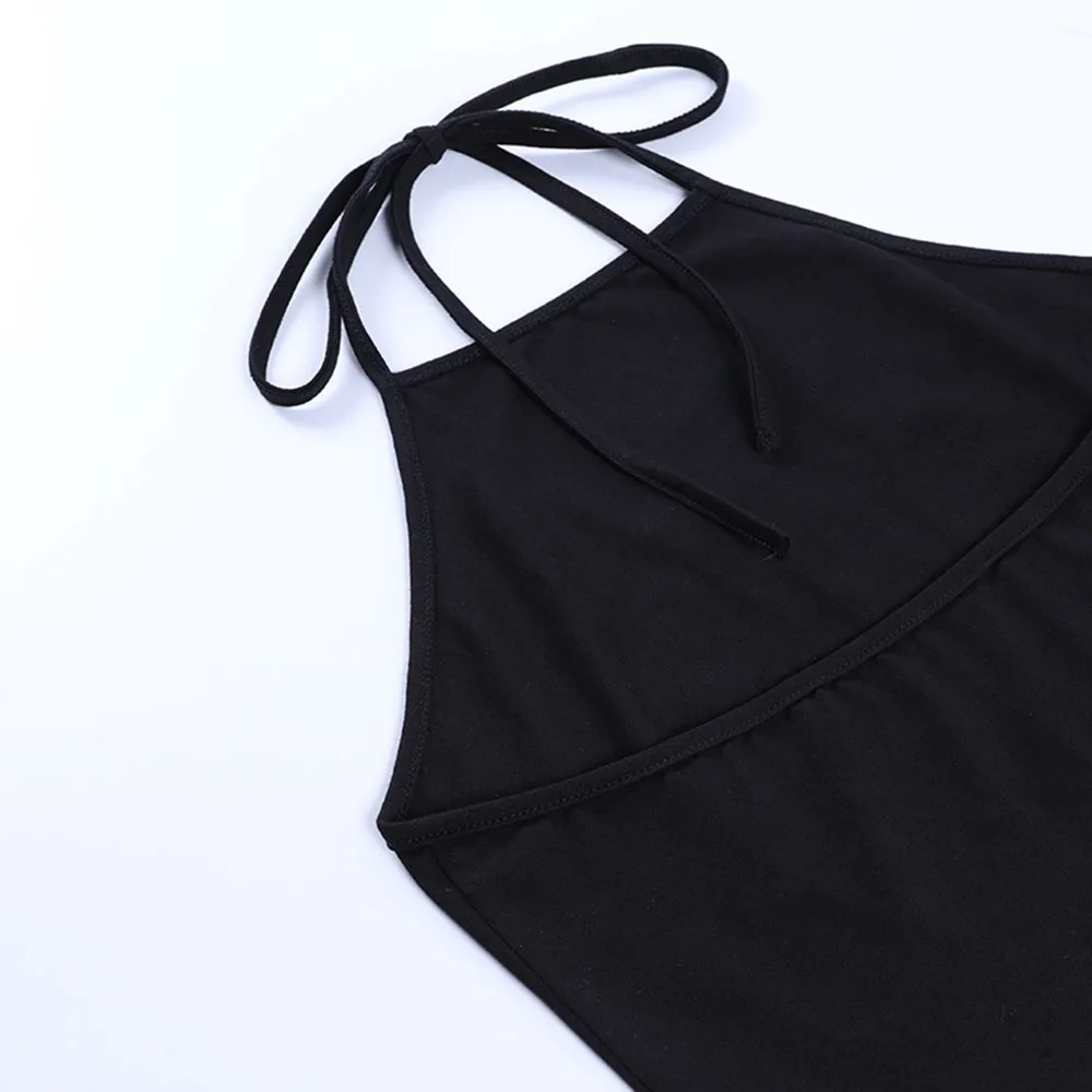 

High Street Tank Top Fashion Designer Spring Summer 2021 Sexy Casual Backless Skull Printing Solid Color