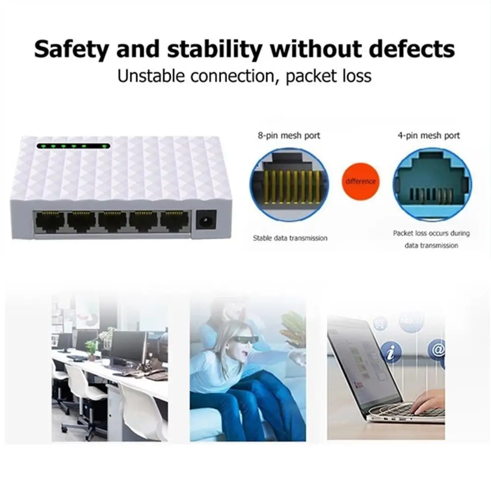 Сетевой коммутатор RJ45Lan Hub гигабитные сетевые вычисления Ethernet Интернет 5 портов 100