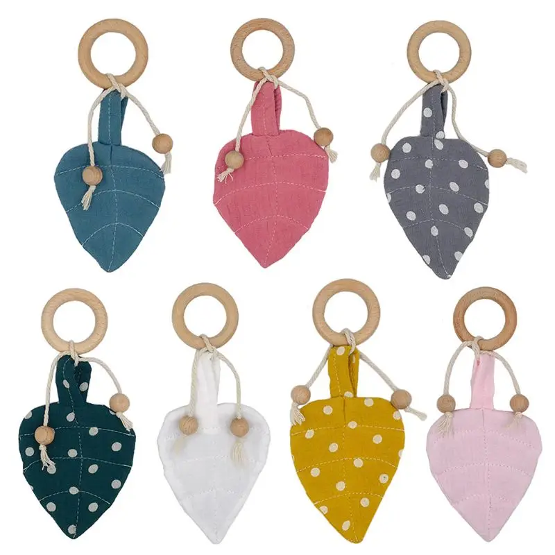 

Baby Wooden Teether Ring Leaf Shape Chewing Teething Nursing Soother Molar Infant Toys Shower Gifts