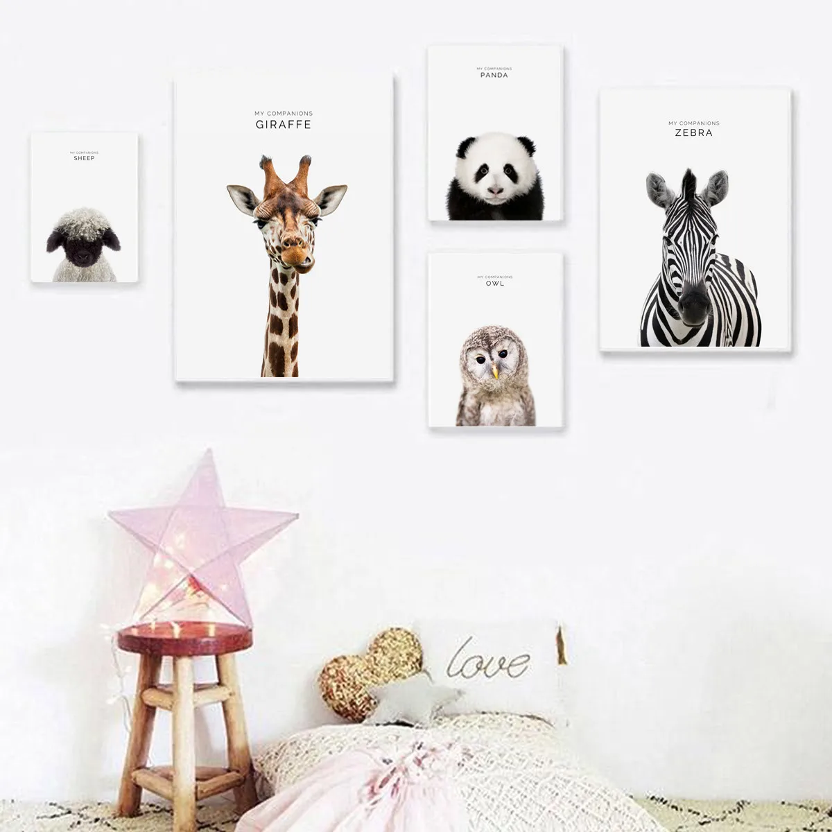 Плакат в скандинавском стиле с изображением различных животных Картина на