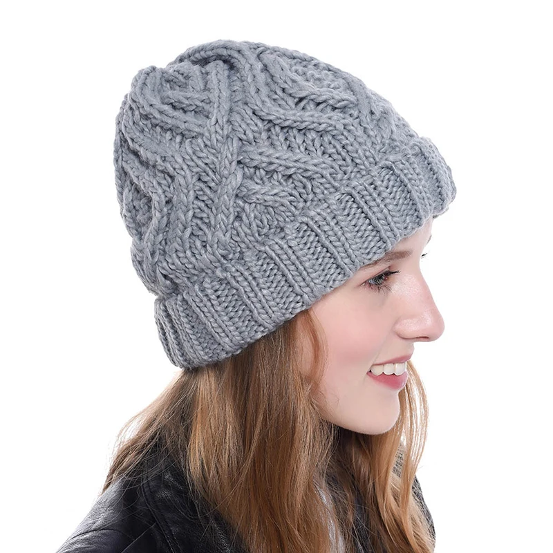 2019 New Women Knitted Beanie Winter Cotton bonnet femme Warm Hat female Girl Skullies Beanies Outdoor Hats | Аксессуары для