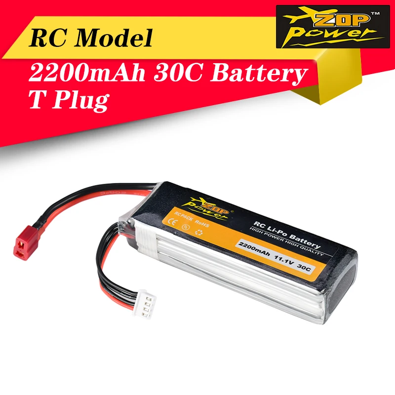 Hot Sale ZOP Power 11.1V 2200mAh 30C 3S Lipo Battery T Plug Rechargeable For RC Racing Drone Helicopter Multicopter Car Model | Игрушки и