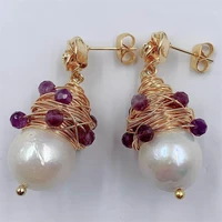 13x13mm white baroque pearl earrings 18k ear drop fashion women dangle party gift accessories