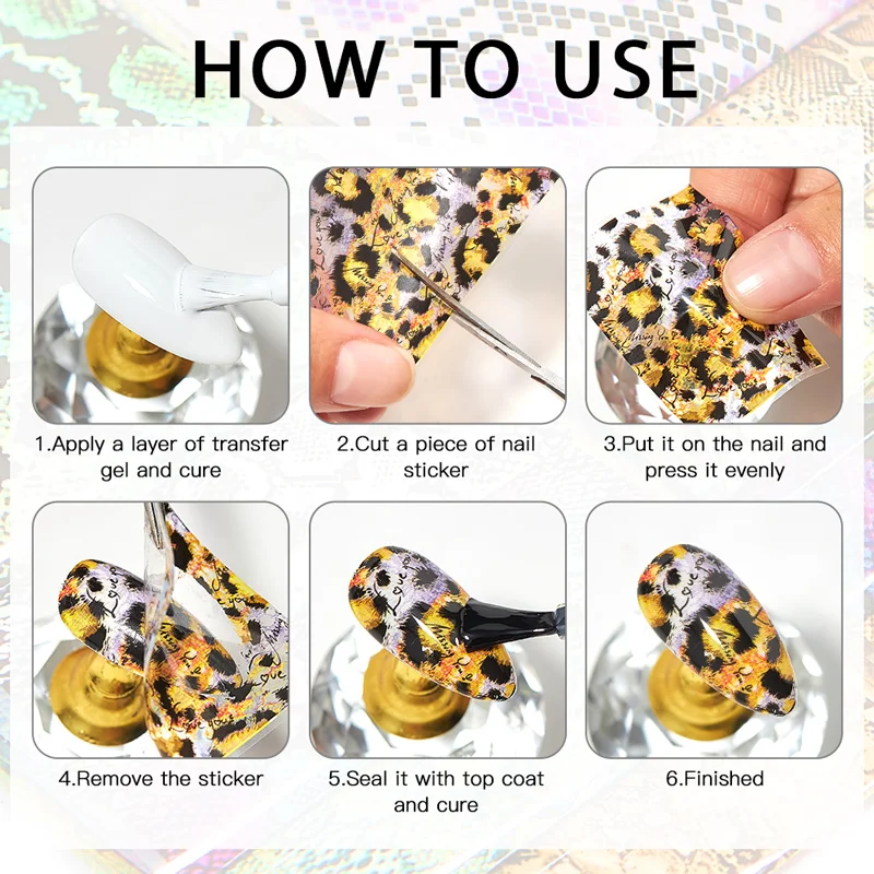 

MSRUIOO Nail Foils Serpentine Leopard Pattern Animal Nail Art Transfer Sticker Slide Nail Art Decals Nails Accessories