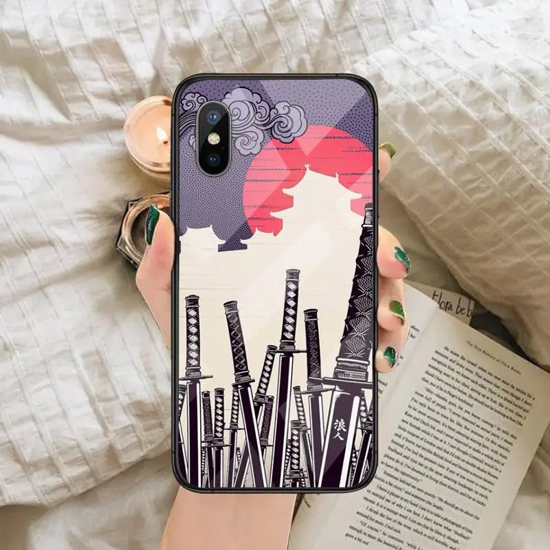 

Japan The Samurai Ninja Phone Case Tempered glass For iphone 6 6S 7 8 plus X XS XR 11 12 mini PRO MAX