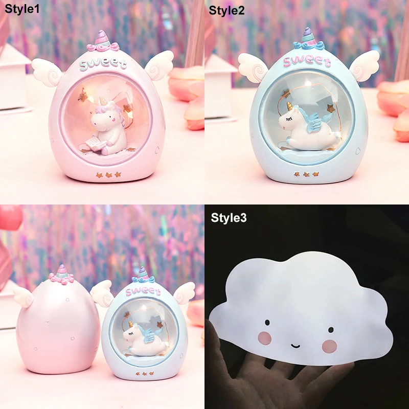 Милые смолы в виде единорога из мультфильма светодиодный ночной Светильник