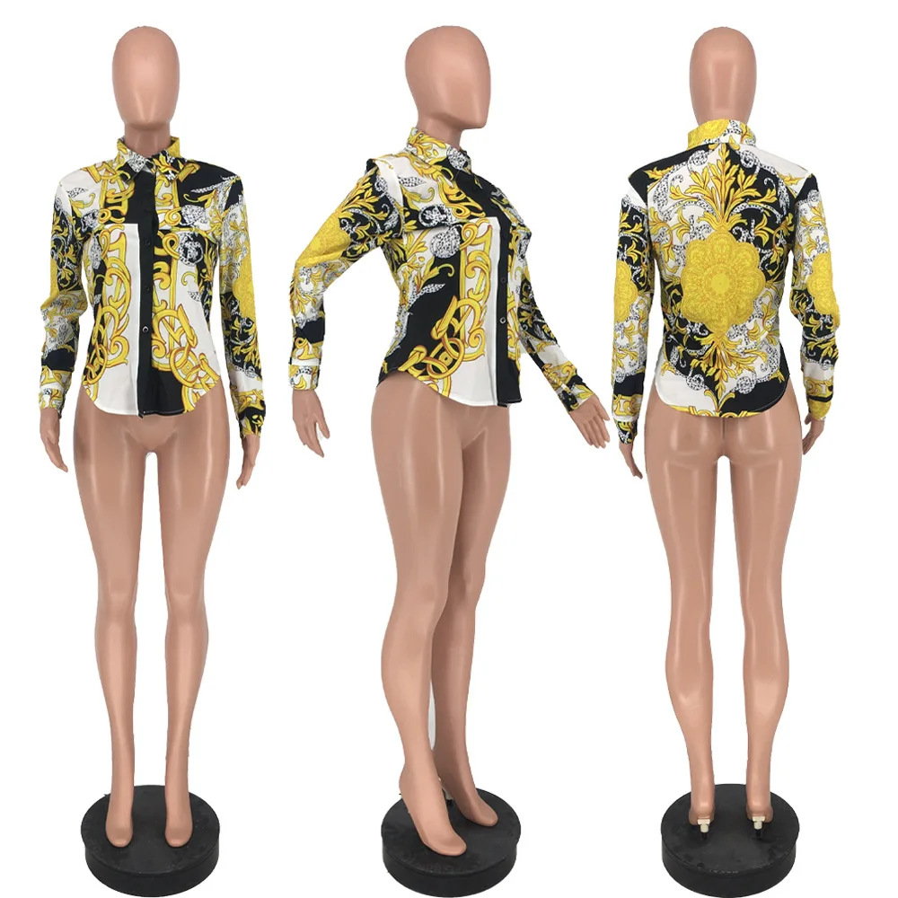 

Echoine Gold Chain Print Elegant Shirt