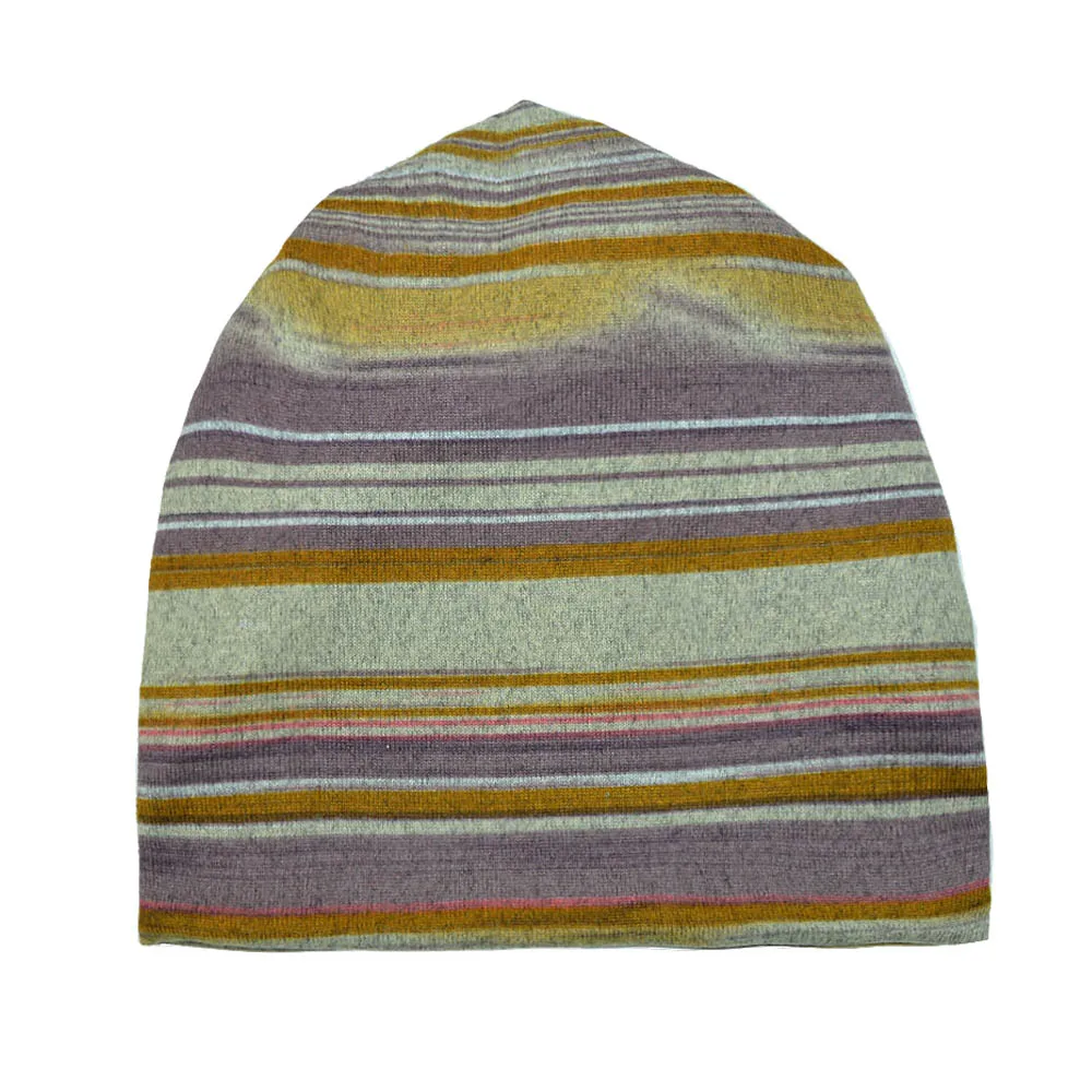 Женская вязаная громоздкая шапочка muticolor в полоску теплая осенне зимняя Лыжная