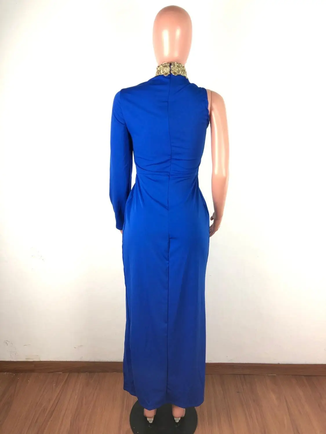 

Elegant One Shoulder Embroidery Dress Women Sexy Turtleneck Irregular High Slit Bodycon Dress Club Wear Wrap Dress Robe Femme