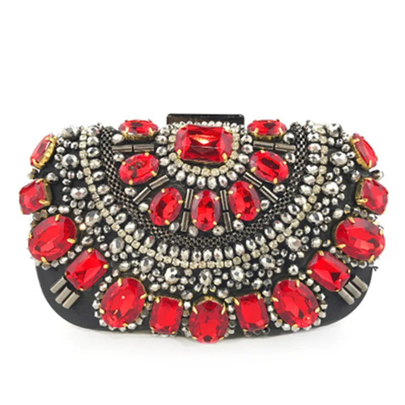 

Hot Selling Women Evening Bag Party Beading Rhinestone Crystal Purse Wedding Handbags