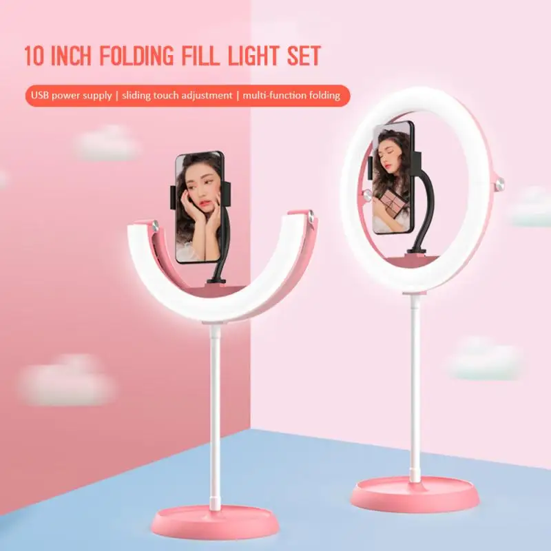 

10inch 26CM LED Selfie Ring Light USB Photography Light With Tripod Holder Dimmable Warm Cold Fill Ring Lamp For Youtube VK Vlog