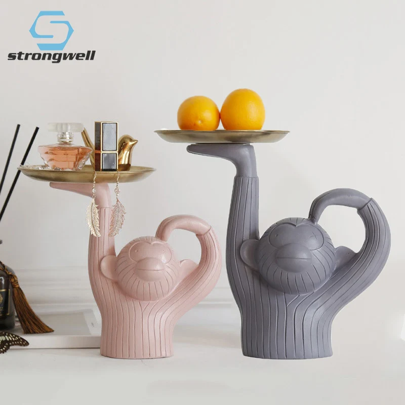 

Strongwell Animal Figurines Nordic Monkey Storage Tray For Home Decoration Furnishings Living Room TV Cabinet Decor Ornament