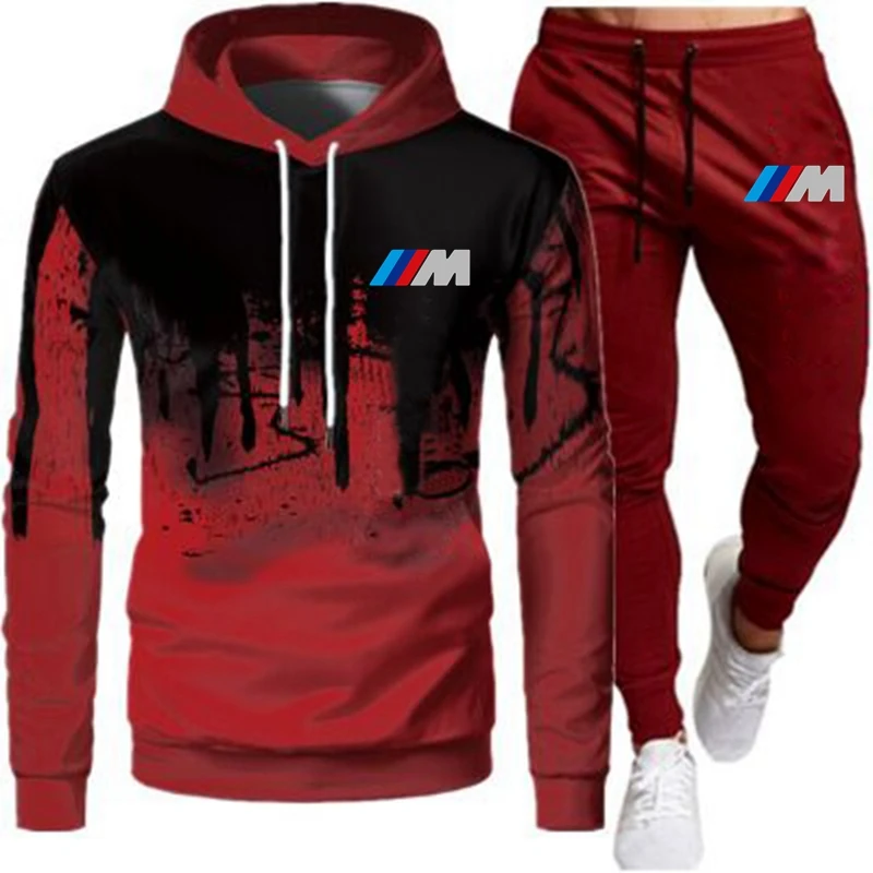 

2021 Casual Tracksuit Men Sets Hoodies jogging Pants Two Piece New Fashion Zipper Hooded Sweatshirt Outfit Sportswear Male Suit