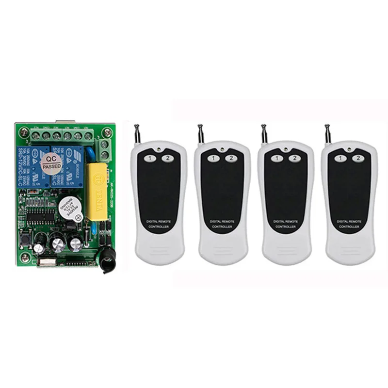 1000m AC 220V 2CH 2 CH 10A радио Управление; RF Беспроводной реле дистанционного Управление переключателя передатчик + приемник фурнитура для гаражной двери/лампа