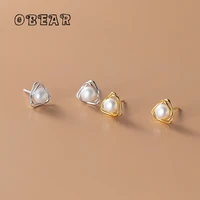 french creative hollow geometric pearl stud earrings women fashion elegant birthday party gift jewelry