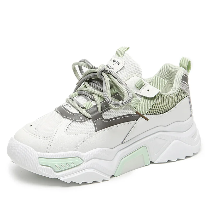 

Women's Chunky Sneakers Fashion Women Platform Shoes Lace Up Breathable Mesh Vulcanize Shoes Women Female Trainers Casual Shoes