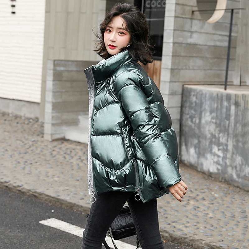 

Glossy Down Cotton Padded Coats Womens New Thick Warm Jackets 2022 Women Winter Down Parker Windproof Design