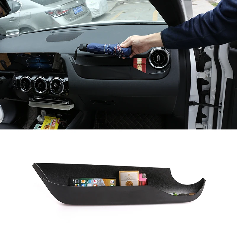 

Car Meter Storage Box ABS Black Copilot Phone Holder Tray For Mercedes Benz B Class W247 B200 2019 2020 Car Interior Accessories