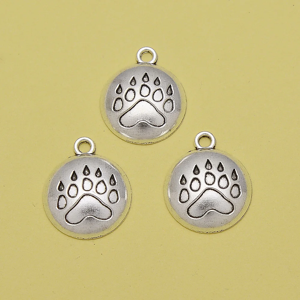 

20pcs/Lot 17x20mm Antique Silver Plated Bear Paw Charms Animal Pendants For DIY Bracelet Jewelry Creation Handicraft accessories
