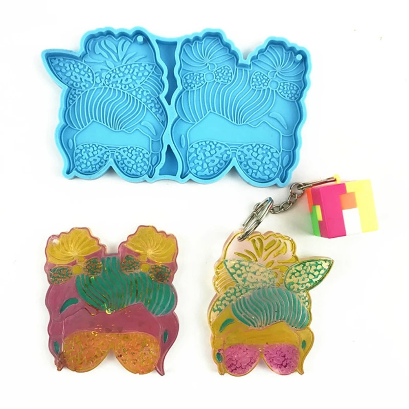 

5477 Glasses Girl Keychain Silicone Mold with Hole Keyring Pendant Handmade Mold Valentine's Day Gift Jewelry T84A