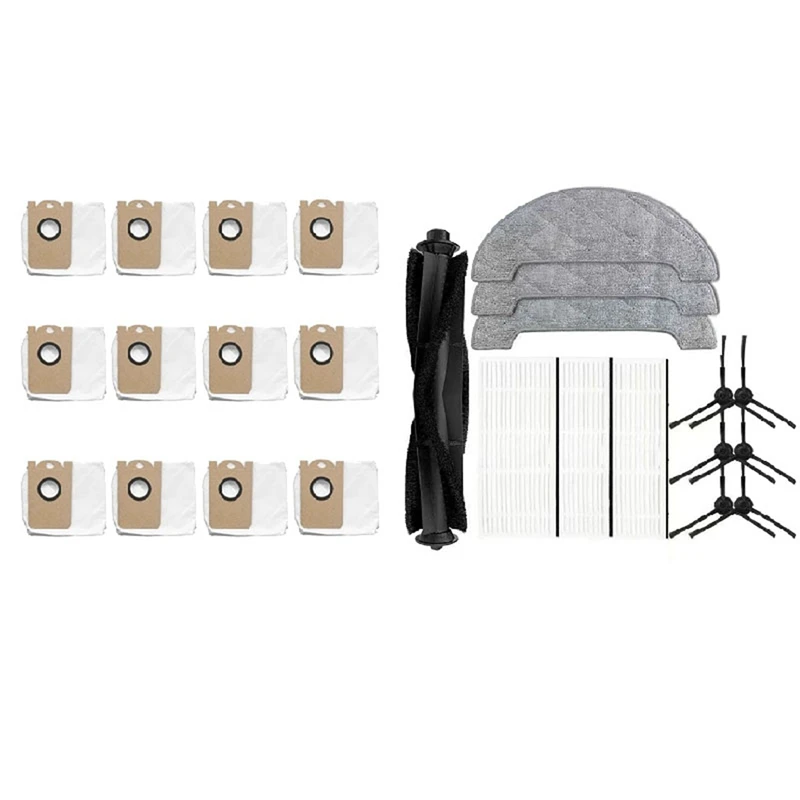 

HOT-2 Set Vacuum Cleaner Accessories: 1 Set High Capacity Leakproof Dust Bag & 1 Set Main Brush Side Brush Filter Mop Cloths