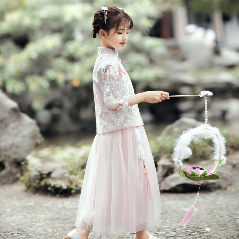 H2497 девочка Hanfu древний стиль Китайская Фея детское платье Тан костюм летняя
