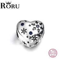 roru fashion charm bracelets sparkling star heart snowflake beads real 925 sterling silver beeds jewelry diy