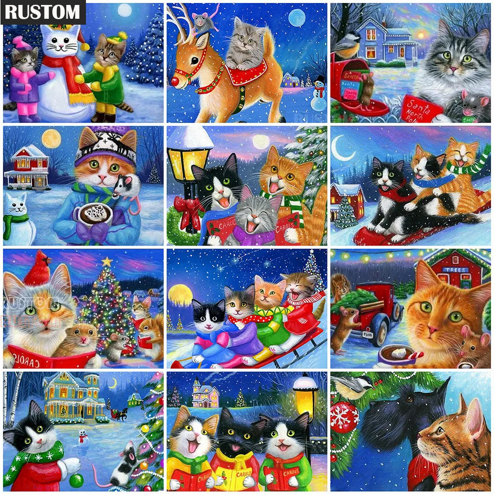 

5D DIY Diamond Painting For Kid Cat Cross Stitch Kit Diamond Embroidery Animal Handmade Gift Christmas Decorations RUSTOM