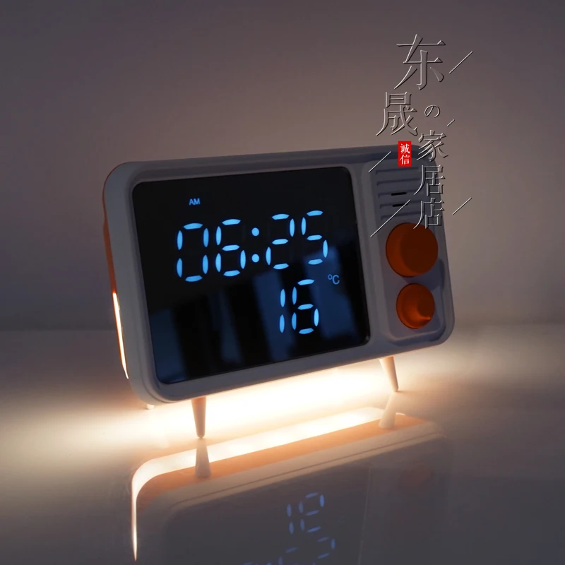 

Fashion Creative LED Mirror Clock Students Children Cute Little Alarm Clock Noctilucent Mute Clock Music Bedside Clock