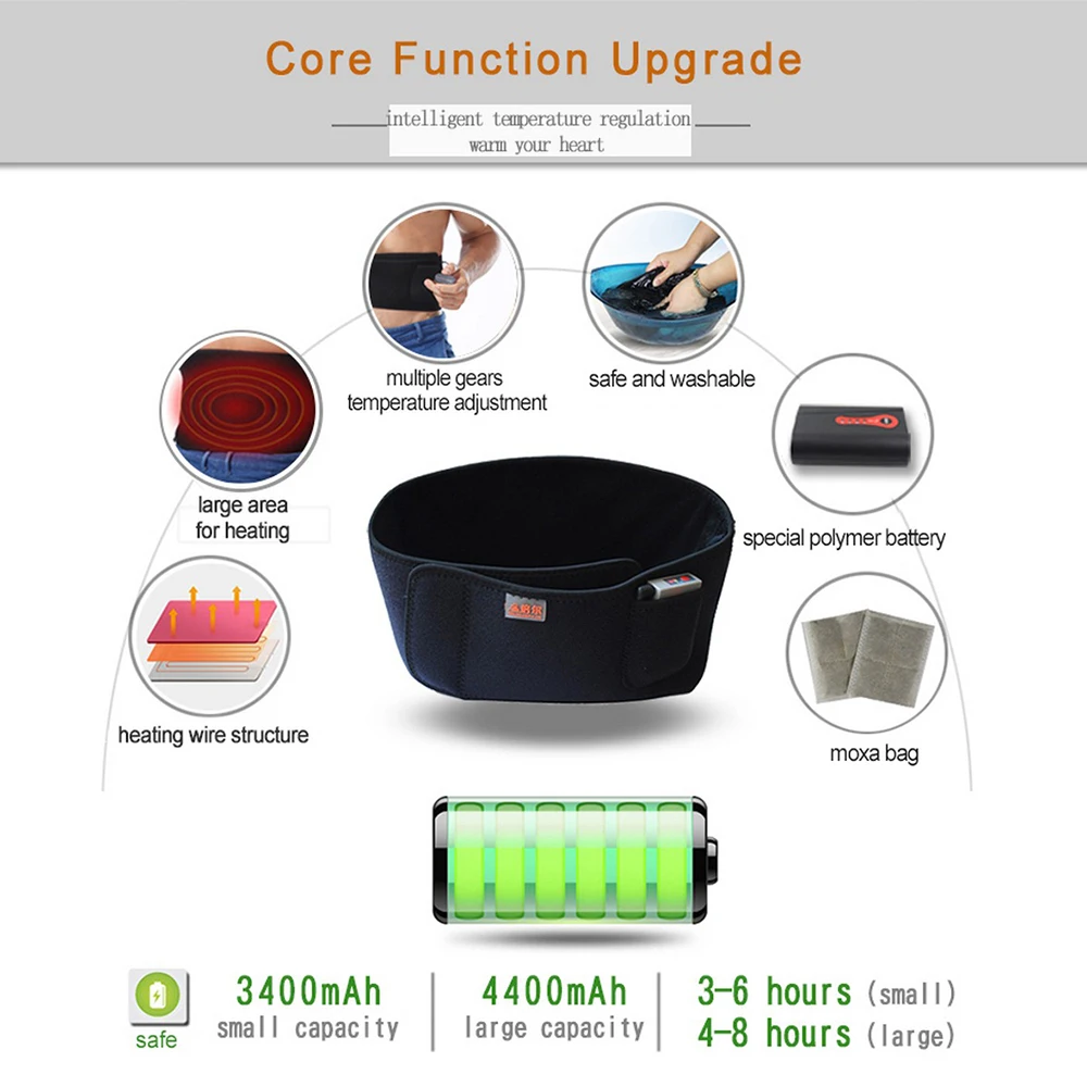 

Waist Heating Pad Electric Belt Double Three-dimensional Heating Belt Four-speed Temperature Control Large Capacity for Sprains