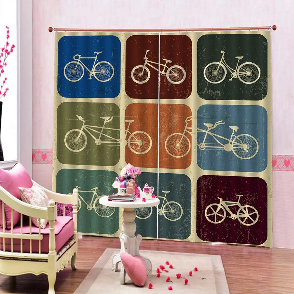 

bicycle curtains 3D Digital print Window Curtain Luxury Blackout For Living Room Decoration curtains