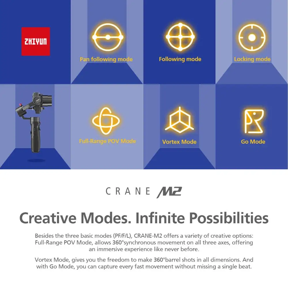 ZHIYUN CRANE M2 gimbalsдля смартфонов беззеркальные компактные экшн камеры Новое